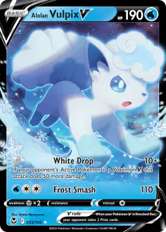 Alolan Vulpix V 033/195 Rare Holo V card from Silver Tempest