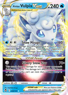 Alolan Vulpix VSTAR 034/195 Rare Holo VSTAR card from Silver Tempest