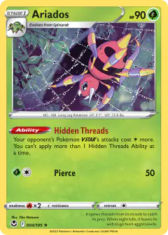 Ariados 004/195 Rare Holo card from Silver Tempest