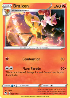 Braixen 026/195 Uncommon card from Silver Tempest