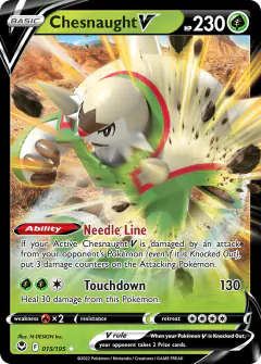 Chesnaught V 015/195 Rare Holo V card from Silver Tempest