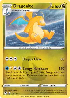 Dragonite 131/195 Rare Holo card from Silver Tempest