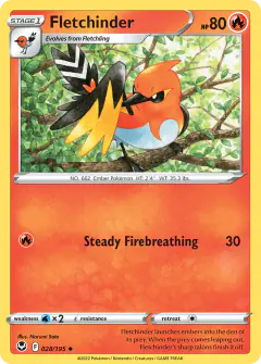 Fletchinder 028/195 Uncommon card from Silver Tempest
