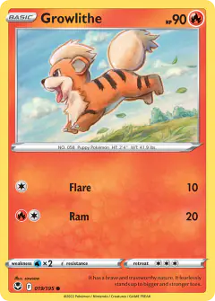 Growlithe 019/195 Common card from Silver Tempest