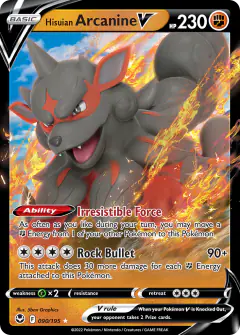 Hisuian Arcanine V 090/195 Rare Holo V card from Silver Tempest