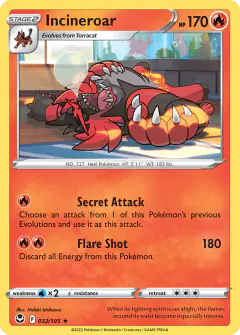 Incineroar 032/195 Rare card from Silver Tempest