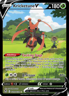 Kricketune V TG12/TG30 Rare Holo V card from Silver Tempest