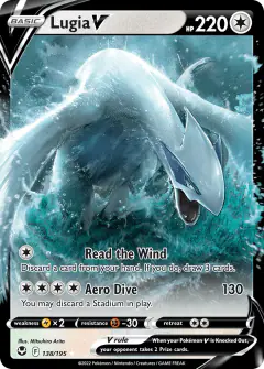 Lugia V 138/195 Rare Holo V card from Silver Tempest