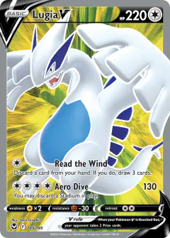Lugia V 185/195 Rare Ultra card from Silver Tempest