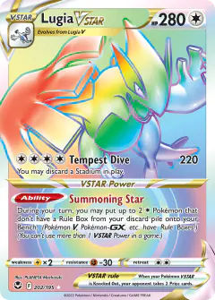 Lugia VSTAR 202/195 Rare Rainbow card from Silver Tempest
