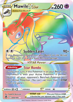 Mawile VSTAR 200/195 Rare Rainbow card from Silver Tempest