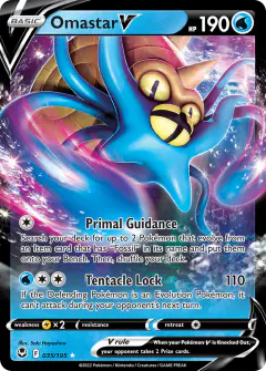 Omastar V 035/195 Rare Holo V card from Silver Tempest
