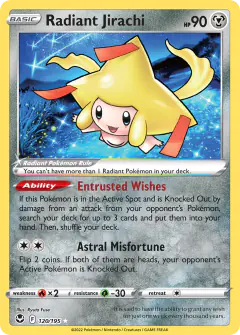 Radiant Jirachi 120/195 Radiant Rare card from Silver Tempest