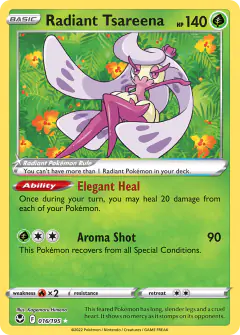 Radiant Tsareena 016/195 Radiant Rare card from Silver Tempest