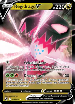 Regidrago V 135/195 Rare Holo V card from Silver Tempest