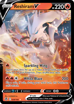 Reshiram V 024/195 Rare Holo V card from Silver Tempest