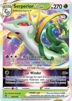 Serperior VSTAR 008/195 Rare Holo VSTAR card from Silver Tempest