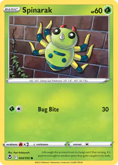 Spinarak 003/195 Common card from Silver Tempest