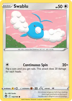 Swablu 142/195 Common card from Silver Tempest