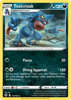 Toxicroak 110/195 Uncommon card from Silver Tempest