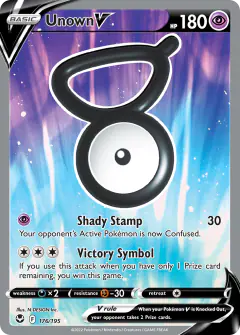 Unown V 176/195 Rare Ultra card from Silver Tempest
