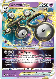 Unown VSTAR 066/195 Rare Holo VSTAR card from Silver Tempest