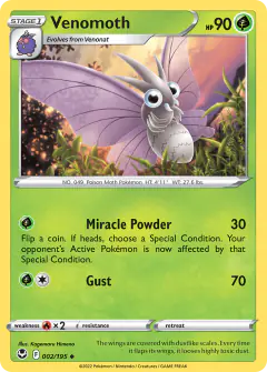 Venomoth 002/195 Uncommon card from Silver Tempest