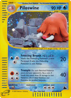 Piloswine H22/H32 Rare Holo card from Skyridge