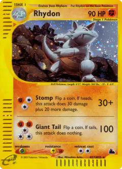 Rhydon H27/H32 Rare Holo card from Skyridge