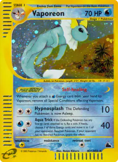 Vaporeon H31/H32 Rare Holo card from Skyridge