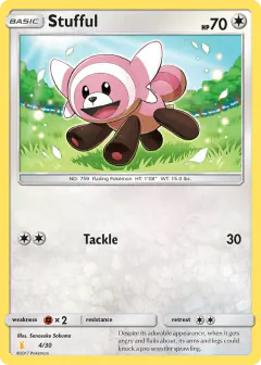Stufful 4/30 Common card from SM Trainer Kit Alolan Raichu