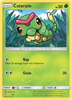 Caterpie 1/30 Common card from SM Trainer Kit Lycanroc