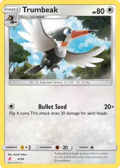 Trumbeak 4/30 Common card from SM Trainer Kit Lycanroc