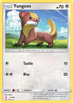 Yungoos 12/30 Common card from SM Trainer Kit Lycanroc