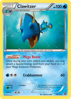 Clawitzer 34/114 Rare card from Steam Siege