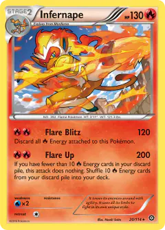 Infernape 20/114 Rare Holo card from Steam Siege