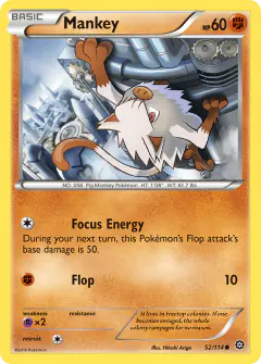 Mankey 52/114 Common card from Steam Siege