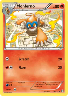 Monferno 19/114 Uncommon card from Steam Siege
