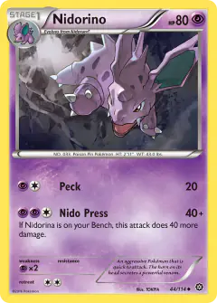 Nidorino 44/114 Uncommon card from Steam Siege