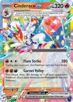 Cinderace ex 028/142 Double Rare card from Stellar Crown