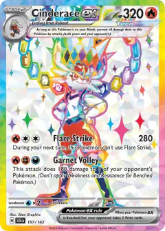 Cinderace ex 157/142 Ultra Rare card from Stellar Crown