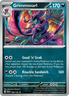 Grimmsnarl 096/142 Rare card from Stellar Crown