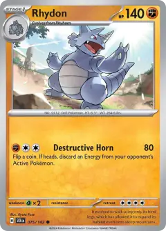 Rhydon 075/142 Common card from Stellar Crown