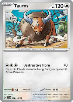Tauros 112/142 Common card from Stellar Crown