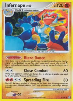Infernape 3/100 Rare Holo card from Stormfront