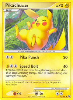 Pikachu 70/100 Common card from Stormfront
