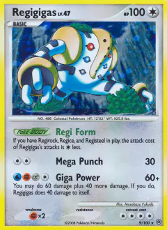 Regigigas 9/100 Rare Holo card from Stormfront