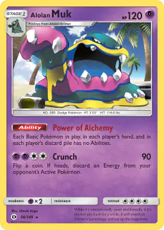 Alolan Muk 58/149 Rare Holo card from Sun & Moon Base