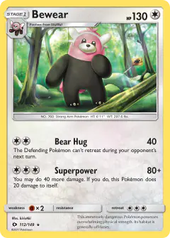 Bewear 112/149 Rare card from Sun & Moon Base