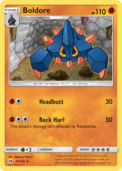 Boldore 70/149 Uncommon card from Sun & Moon Base